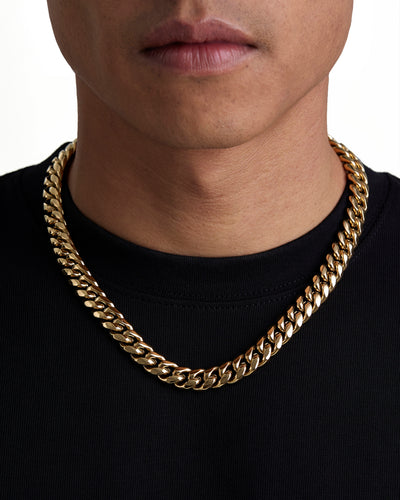PLAIN - 12mm 古巴項鍊 (18K Gold)