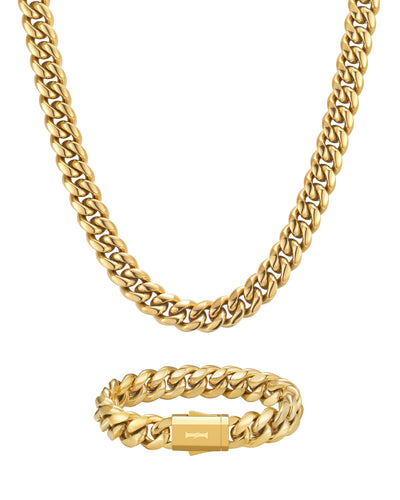 PLAIN SET - 12mm 古巴組合 (18K Gold)