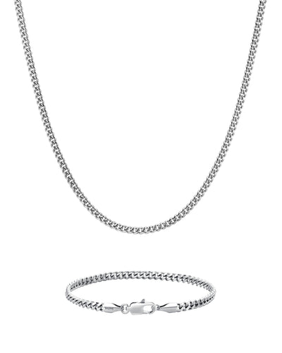 PLAIN SET - 3mm 古巴組合 (White Gold)