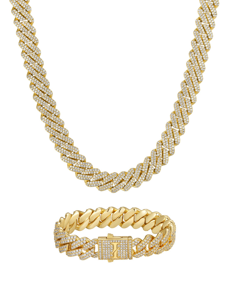 ICE PRONG SET 13mm 古巴組合 18K Gold 商品照