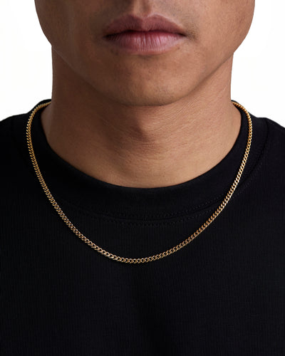 PLAIN - 3mm 古巴項鍊 (18K Gold)