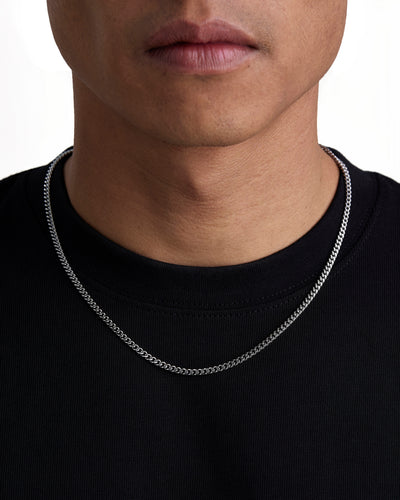PLAIN - 3mm 古巴項鍊 (White Gold)