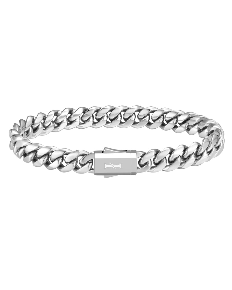 PLAIN 8mm 古巴手鍊 White Gold 商品照
