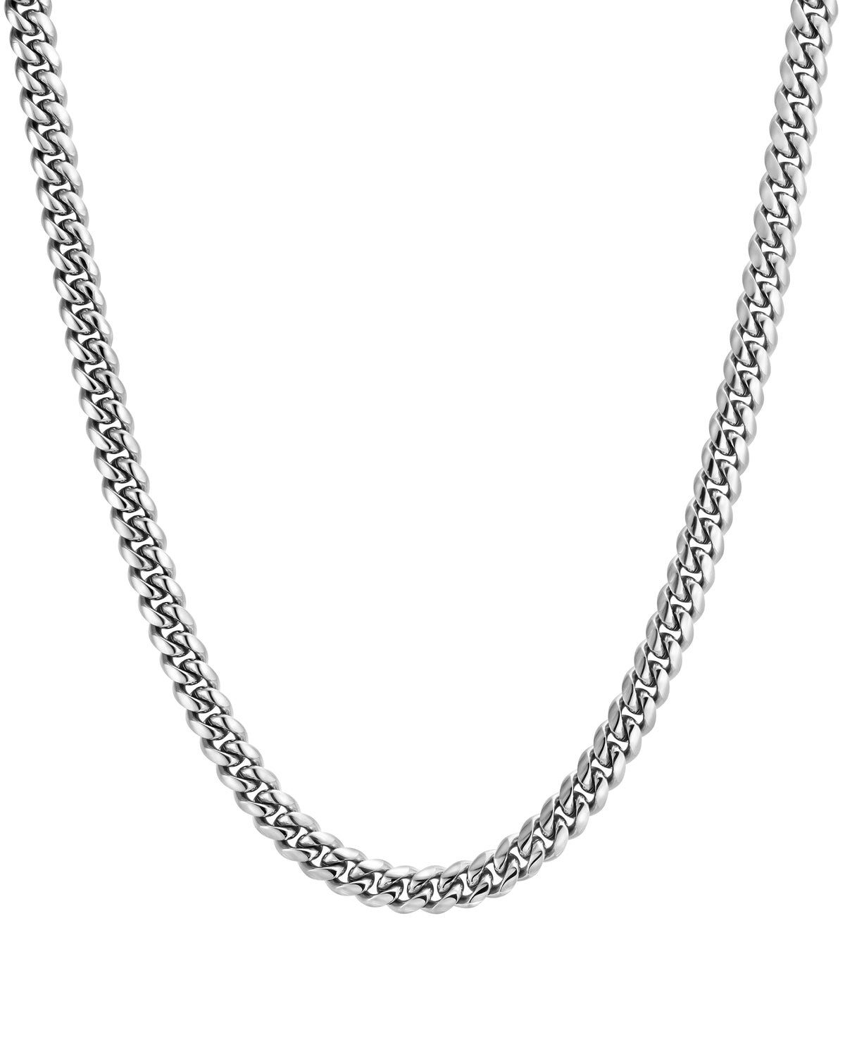 8mm white gold plain cuban necklace by Iceman Society