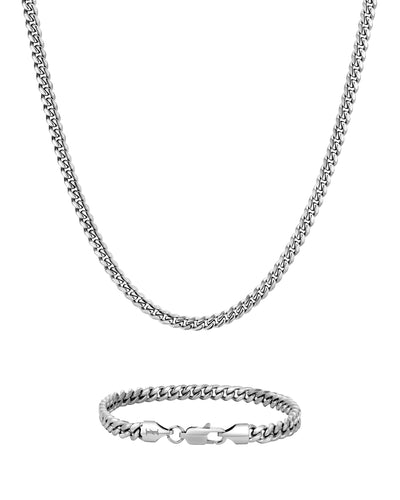 PLAIN SET - 5mm 古巴組合 (White Gold)