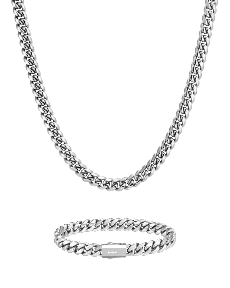 PLAIN SET 8mm 古巴組合 White Gold 商品照