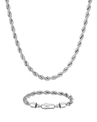 THE ROPE SET - 6mm 麻花組合 (White Gold)
